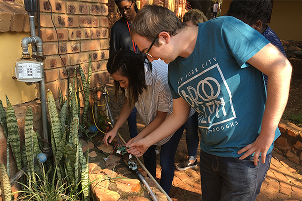 Students put together a smart irrigation system on a farm in South Africa