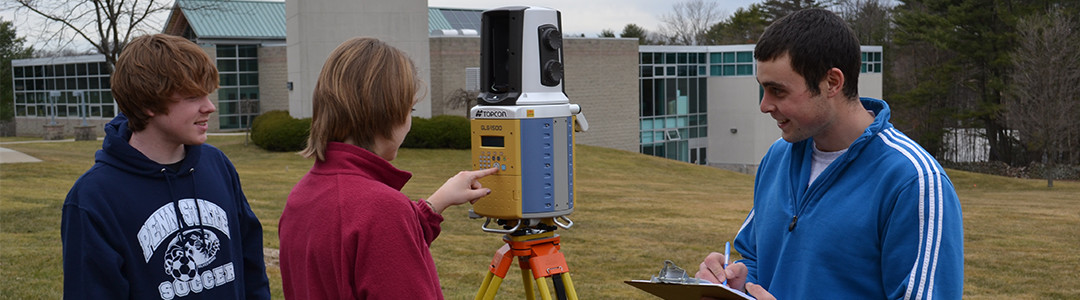 Surveying Engineering Technology students surveying 